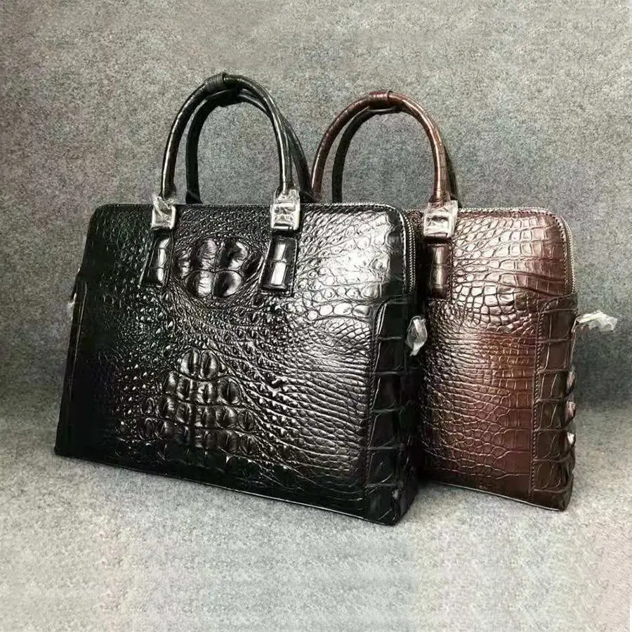 Мужские Роскошные первоклассные натуральная крокодиловая кожаный портфель из натуральной кожи аллигатора модная деловая сумка UBEJ0007