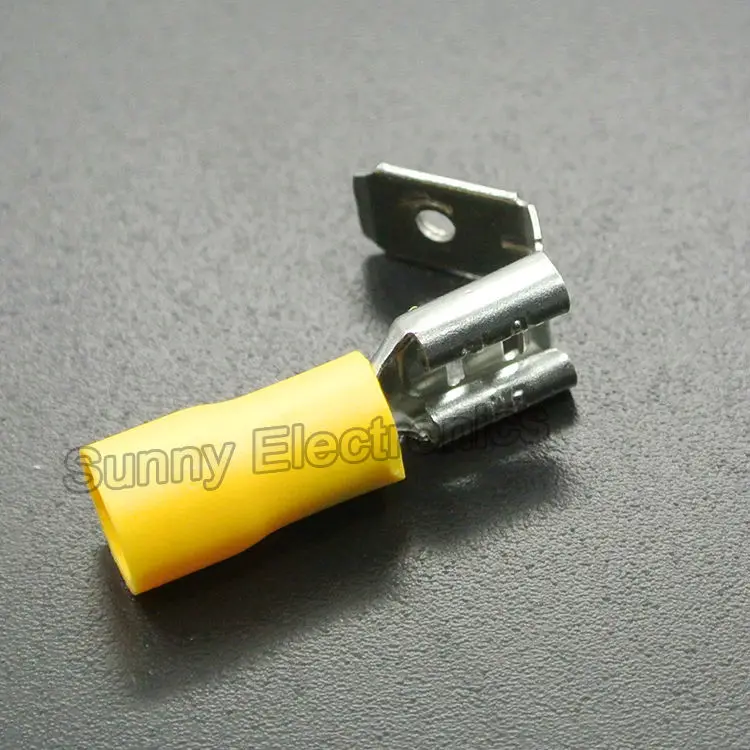 100x Yellow Piggyback Male Female Spade Terminals Connectors Car Boat