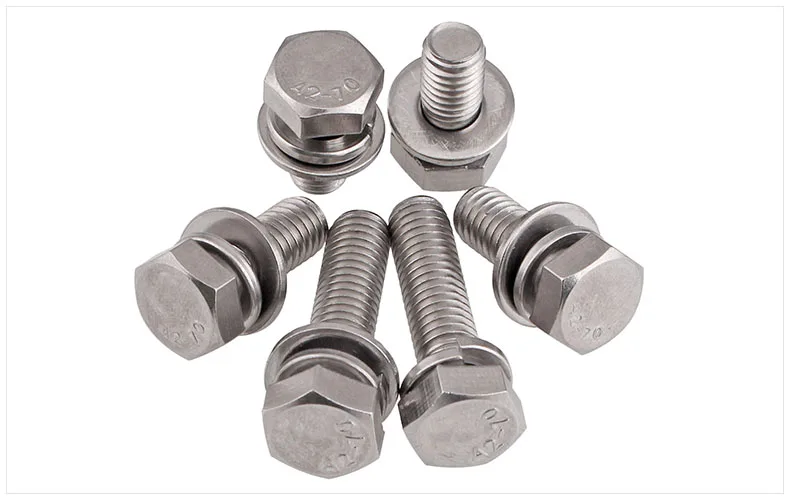 

M6x50mm M8x50mm M10x50mm 304 Stainless Steel External Hex Hexagon Bolt Spring Plain Washer Machine Screw Assembly