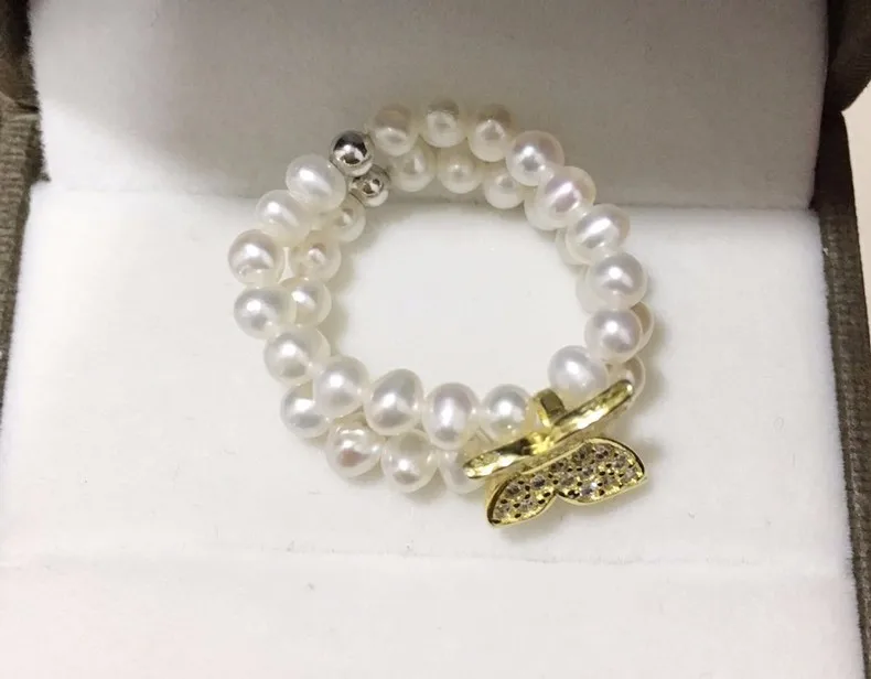 Yikalaisi 2017 модные жемчужные ювелирные изделия кольца серебряные бабочки двухрядные кольца обручальные кольца 925 Серебряные кольца для женщин