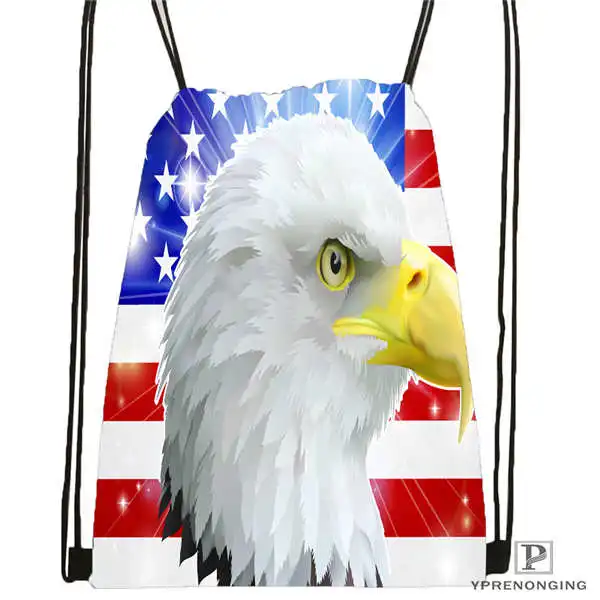 Custom eagle with american flag DrawstringBackpackBagforManWomanCute Daypack Kids Satchel Black Back 31x40cm 20180611 03 137