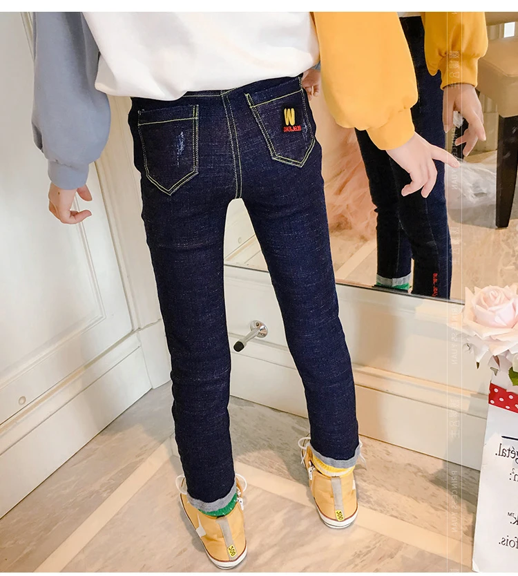 Леггинсы для девочек Новинка года, осенние детские джинсы Эластичные Обтягивающие детские узкие брюки для больших девочек возрастом от 2 до 14 лет, повседневные брюки