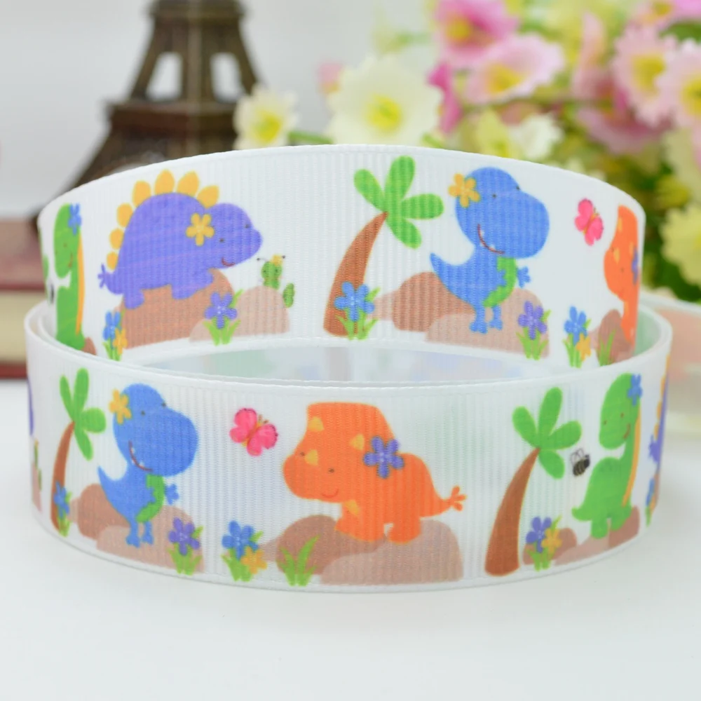 DUWES 7/" 22 мм милый динозавр мультфильм напечатанный grosgrain лента для волос лук DIY ручной работы OEM 50 ярдов
