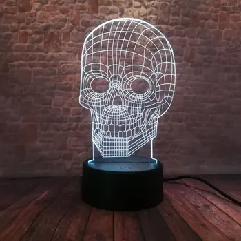 

Luminous Hallowmas Decor 3D Illusion Led Lamp 7 Colors Changing Nightlight Flash Lighting Skeleton Head Figure Skull Model Toys