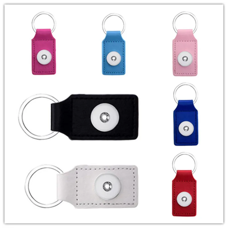 7 Colors PU Leather Snap Button Keychain Snap Keyring Fit DIY 18MM Snap Buttons Key Chains Gift