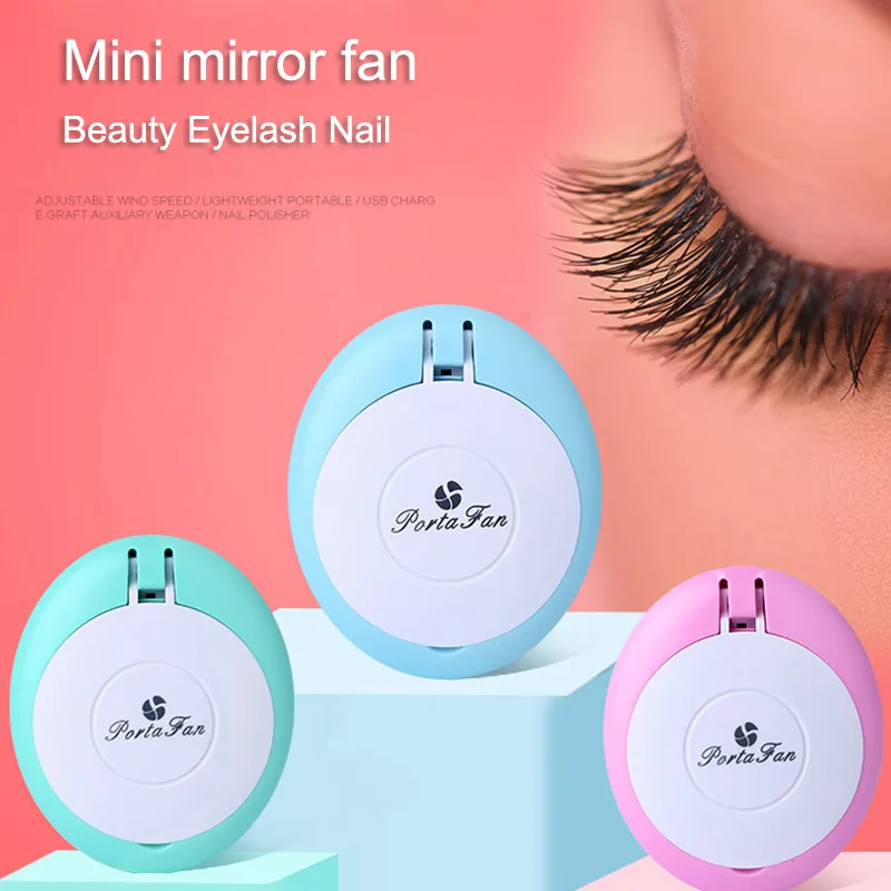Electric MinMakeup Mirror Fan For Eyelash Exte USB Rechargeable