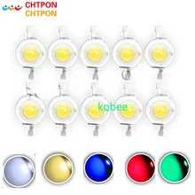 100 pçs/lote real cree 1 w 3 w alta potência led contas de luz 2.2 v-3.6 v smd chip led diodos bulbo branco/branco quente/vermelho/verde/azul