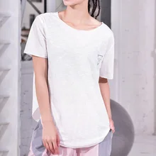 Женские рубашки для спортзала, Свободный Топ для йоги, летняя футболка с круглым вырезом для бега, женская одежда для фитнеса, быстросохнущая спортивная майка, футболки для тренировок