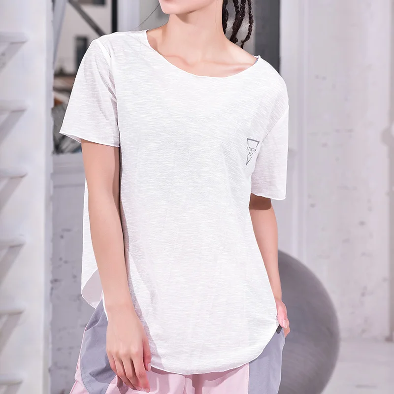 

Women Gym Shirts Loose Yoga Crop Top Summer O-Neck Running T Shirt Women Fitness Clothes Quick Dry Sport Tank Top Workout Shirts