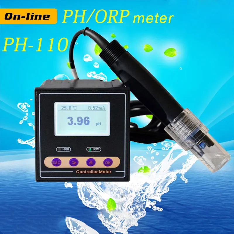 Промышленный онлайн PH/ОВП Тестер монитор Цифровой PH контроллер с 5 м 10 м 20 м 30 м Зонд канализационный pH монитор ORP-1900~+ 1900 мВ