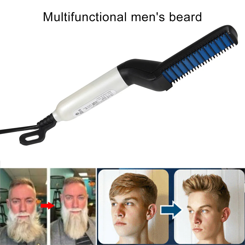 

Hot sale Men Quick Beard Straightener Styler Comb Multifunctional Hair Curling Curler Show Cap Tool