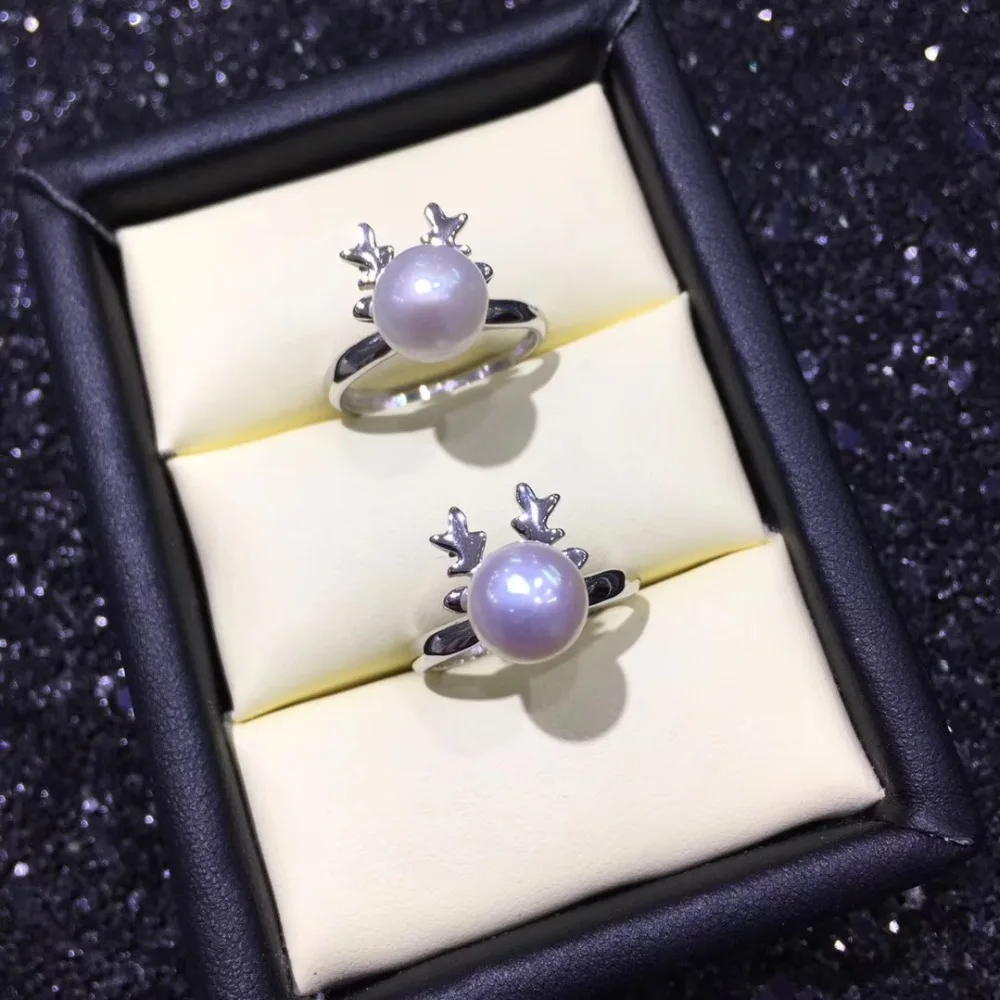 

Christmas Deer Animal Pearl Ring Sets, Ring Findings, Adjustable Ring Jewelry Parts Fittings Charm Accessories Silver Jewellery