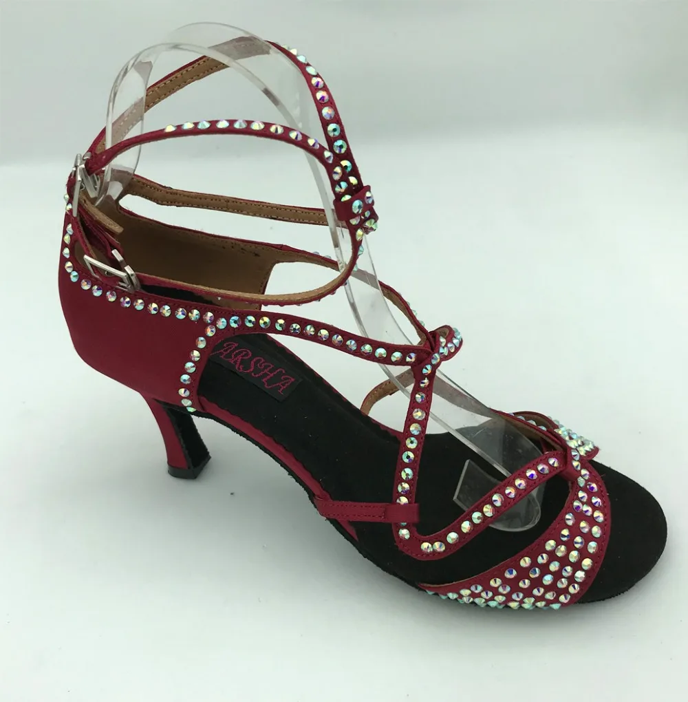 

Fashion womens latin dance shoes salsa ballroom tango dance shoes with rhinestones 6221B shipping free low heel high heel