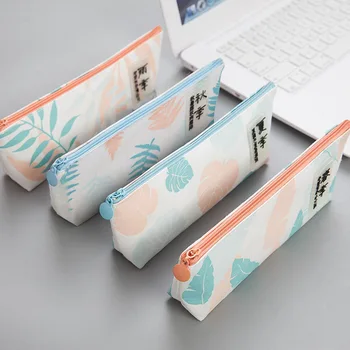 

Korean Simple plant Pencil case canvas Cute Creative seasons pencil bag Student bts pencil box School stationery pouch Supplies