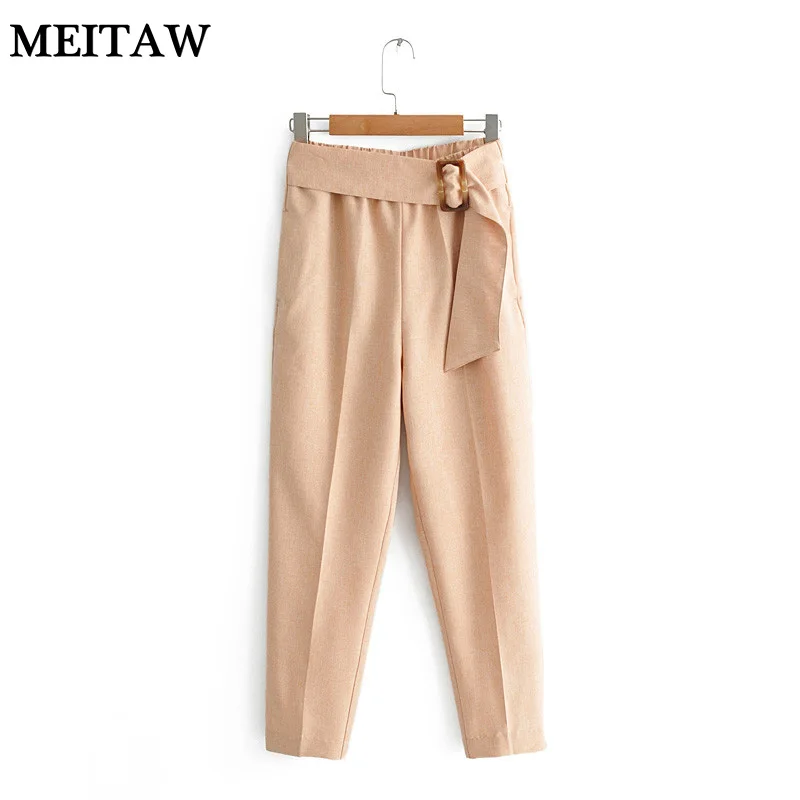 

Women's Casual Pants High Waist Autumn Bandage Straight Leg Slacks Office Lady Suit Pants Women Trousers Fashion Loose Trousers
