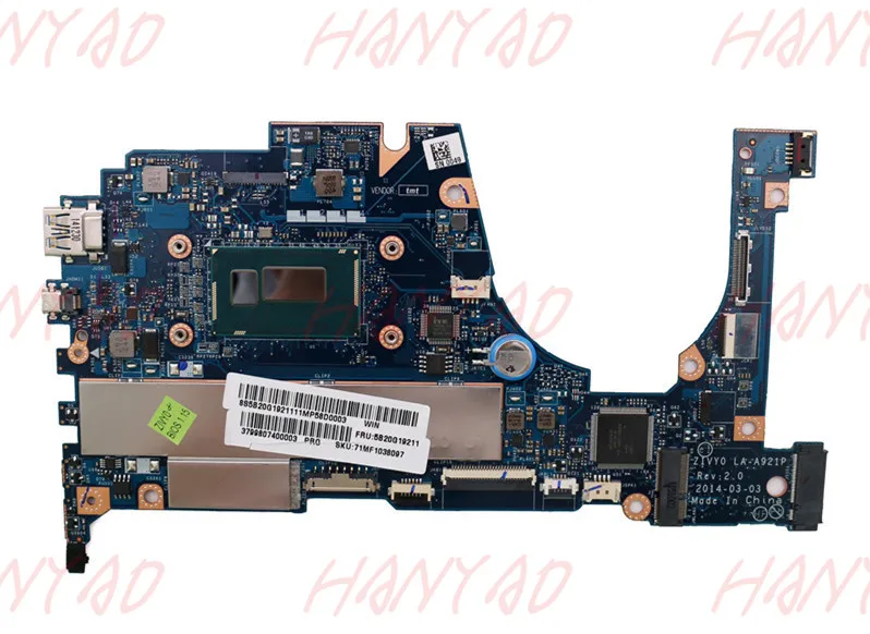 

For Lenovo YOGA 2 13 Laptop Motherboard 5B20G19207 LA-A921P W8S Computer Mainboard i5-4210 1.70GHz Processor RAM 8GB