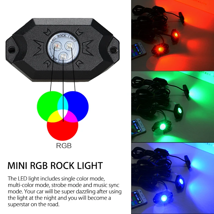 RACBOX 4 шт. набор RGB светодиодный свет рок с чипами Cree под автомобиль светодиодный свет Bluetooth для автомобиля внедорожный внедорожник 4WD ATV Лодка автомобиль