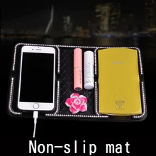 Хрустальный цветок розы против скольжения Мат для мобильного телефона mp4 gps силиконовый автомобиль липкой Нескользящие автомобиль очарование Нескользящие mat Fashion