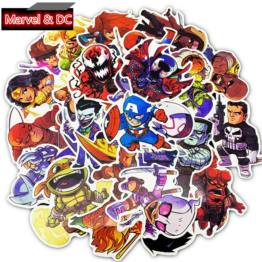 

50Pcs Marvel DC Captain America Stickers Luggage Laptop Guitar Motorcycle Surfboard Skateboard Fridge DIY Photo Albums Sticker