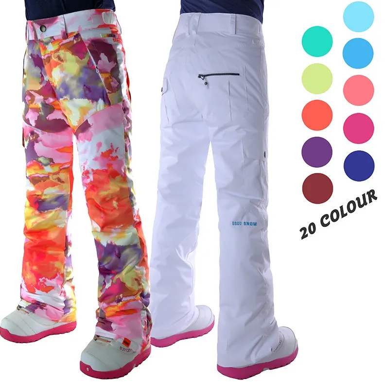 Womens white ski pants female black snowboarding riding snow pants