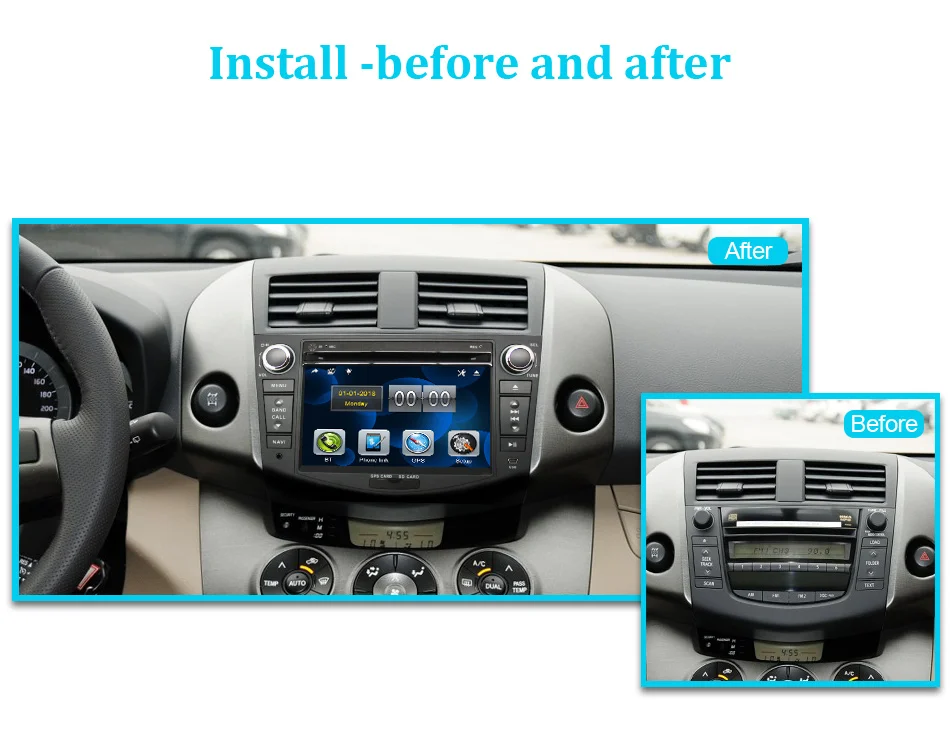 Eunavi 2 Din 7 дюймов Автомобильный dvd-плеер для TOYOTA RAV4 2006 2007 2008 2009 2010 2011 с gps навигацией BT Радио FM/AM RDS карты DVR