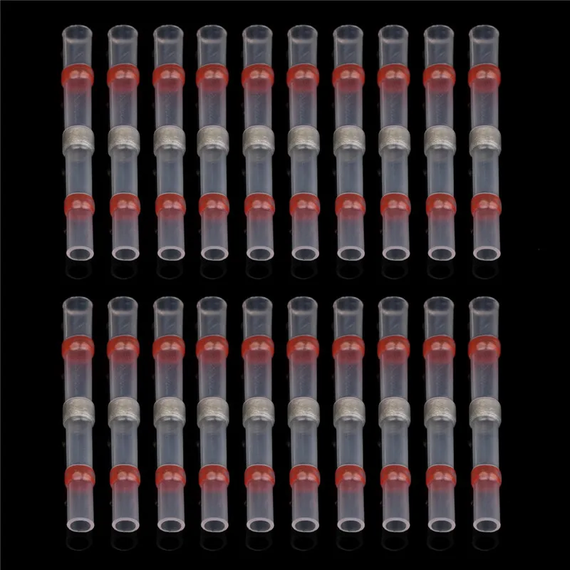 

100pcs/set Red 3.0mm Electrical Cable Wire Connectors Heat Shrink Solder Butt Splice Terminals Seal Soldering Connector Kits