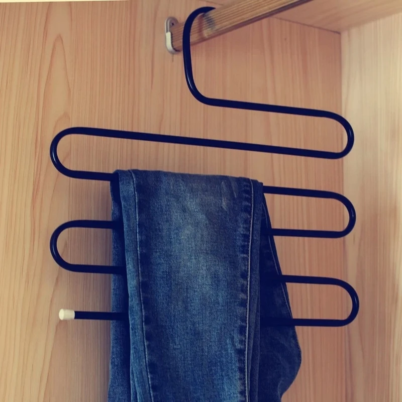 Stainless Steel Trousers Hanger Pants Clothes Closet Belt Holder Rack Bathroom Room Organizer and Storage Accessories (2)