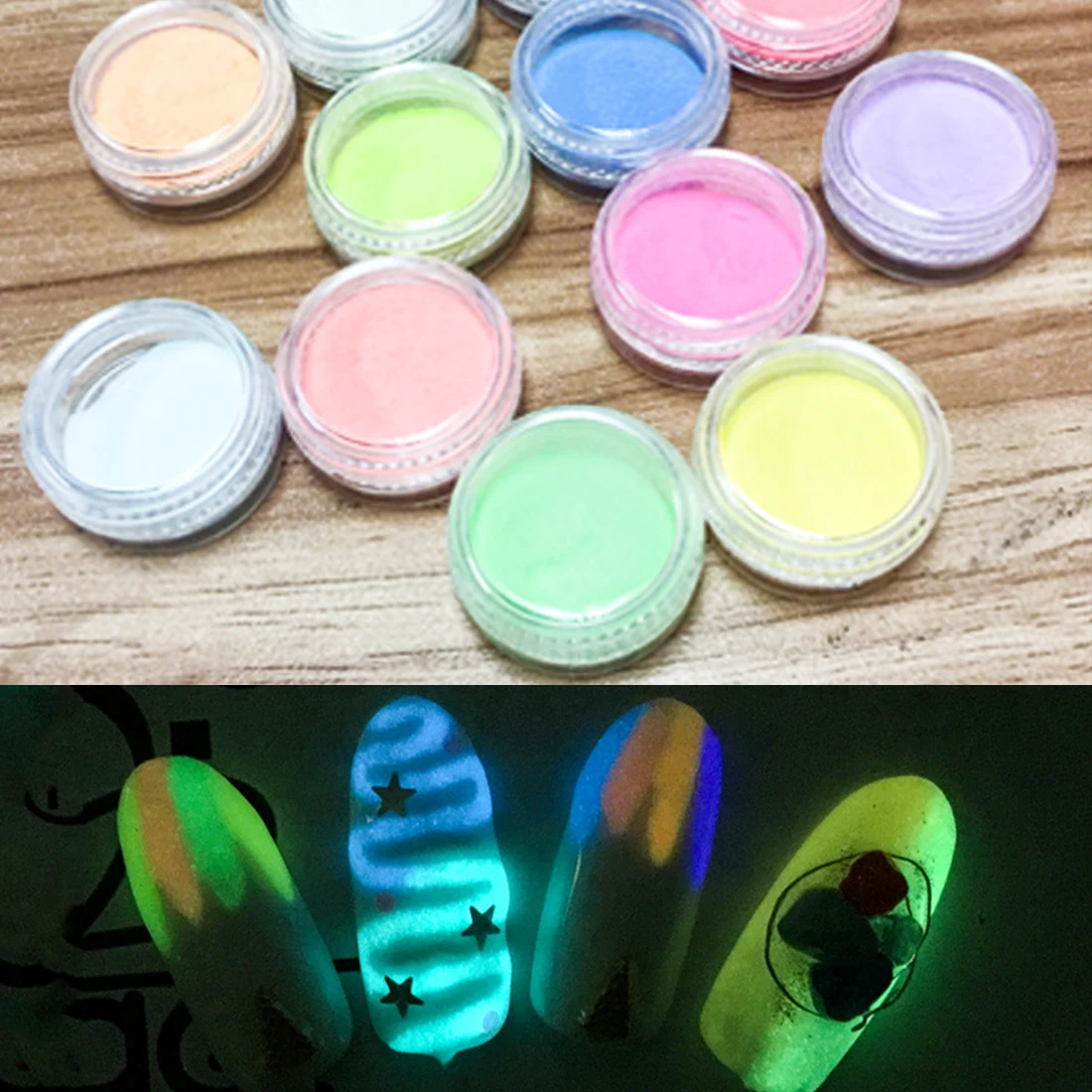 

Colorful Gleamy Ultrafine Glow Fluorescent Powder Luminous Decoration DIY Nail Tool 2g / Box Fluorescence Effect Nail Glitter