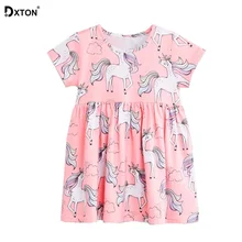 Dxton/платья для девочек с единорогом; летняя детская одежда; платья-пачки принцессы; детское платье для девочек с рисунком единорога