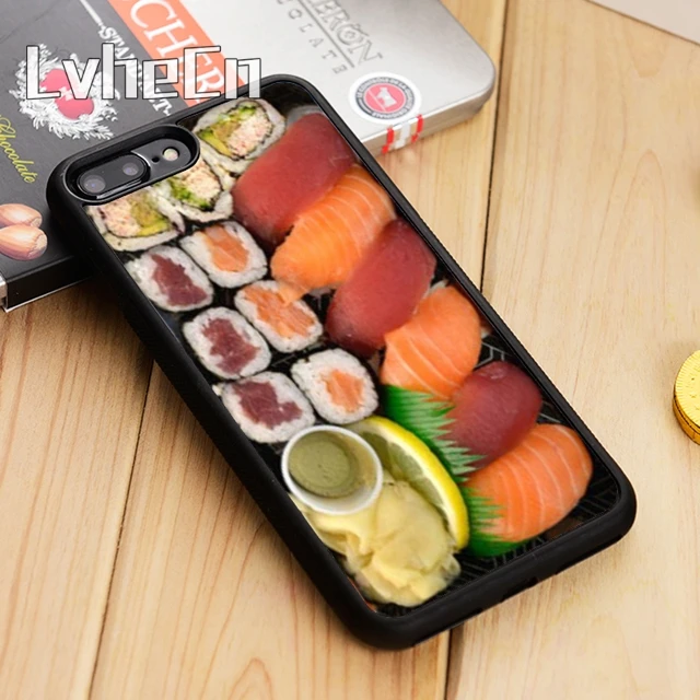Забавный чехол для телефона LvheCn с изображением вкусных суши iPhone 5 6 s 7 8 plus 11 12 Pro X XR