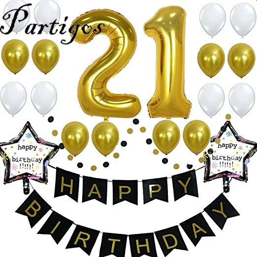 

22pcs/lot 21 25 30 50 40inch Birthday Number Helium Foil Balloons Custom Party Decoration Banner 3.2g Latex Balloon digit Globos