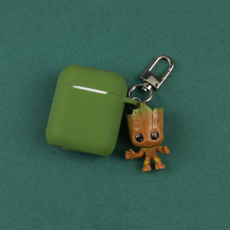 Мультфильм милый декоративный силикон чехол для Apple Airpods Air стручки интимные аксессуары Защитная крышка Bluetooth наушники кольцо ключей - Цвет: Green