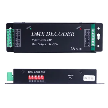 

5A/3CH DC5V-24V DMX512 Decoder DMX-PWM signal output decoder with remote control for led trip lights
