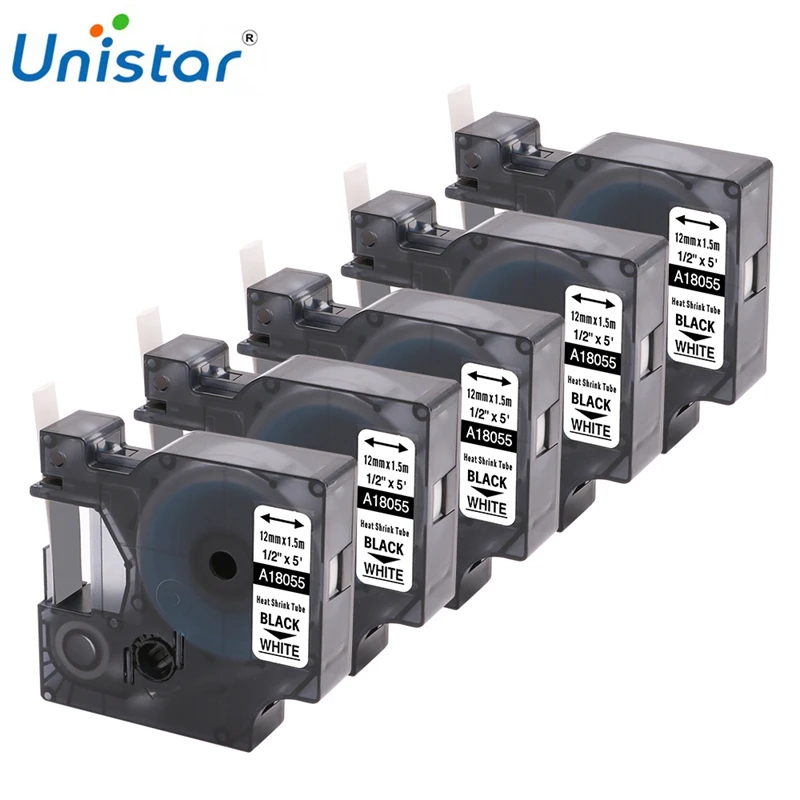 Трубки термоусадочные Unistar 5 шт. 18055 18056 1/2 дюйма x 4200 м совместимы с принтерами DYMO