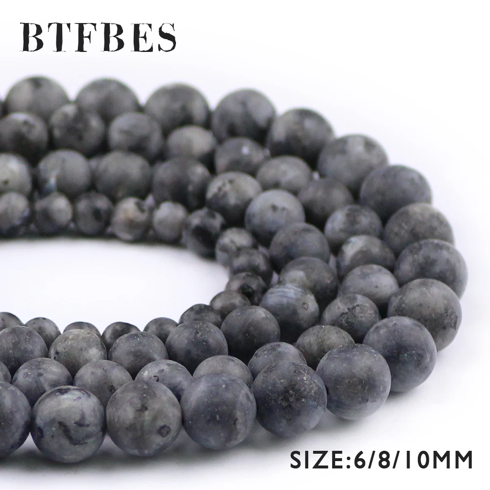 

BTFBES Matte Black Labradorite Stone Glitter Beads 6 8 10mm Round Shimmer Loose Bead For Jewelry Making DIY Bracelet Accessories
