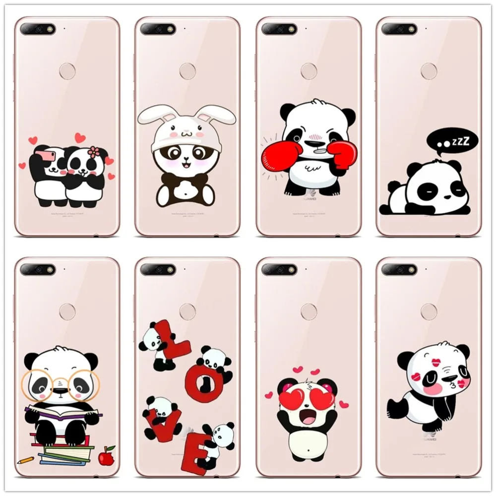 Cartoon Panda loving heart Phone Case For P8 LITE 2017 P9 P10 P20L P20Plus Soft silicone TPU Cover | Мобильные телефоны и