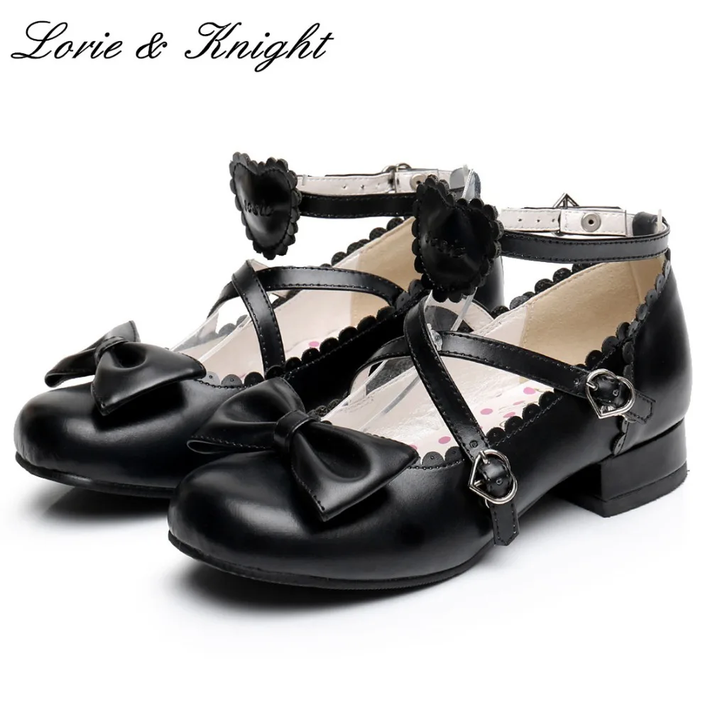 

Princess Girls Bowtie Mary Jane Ballet Shoes Criss Cross Straps with Sweetheart Decor Soft Low Heel Lolita Shoes
