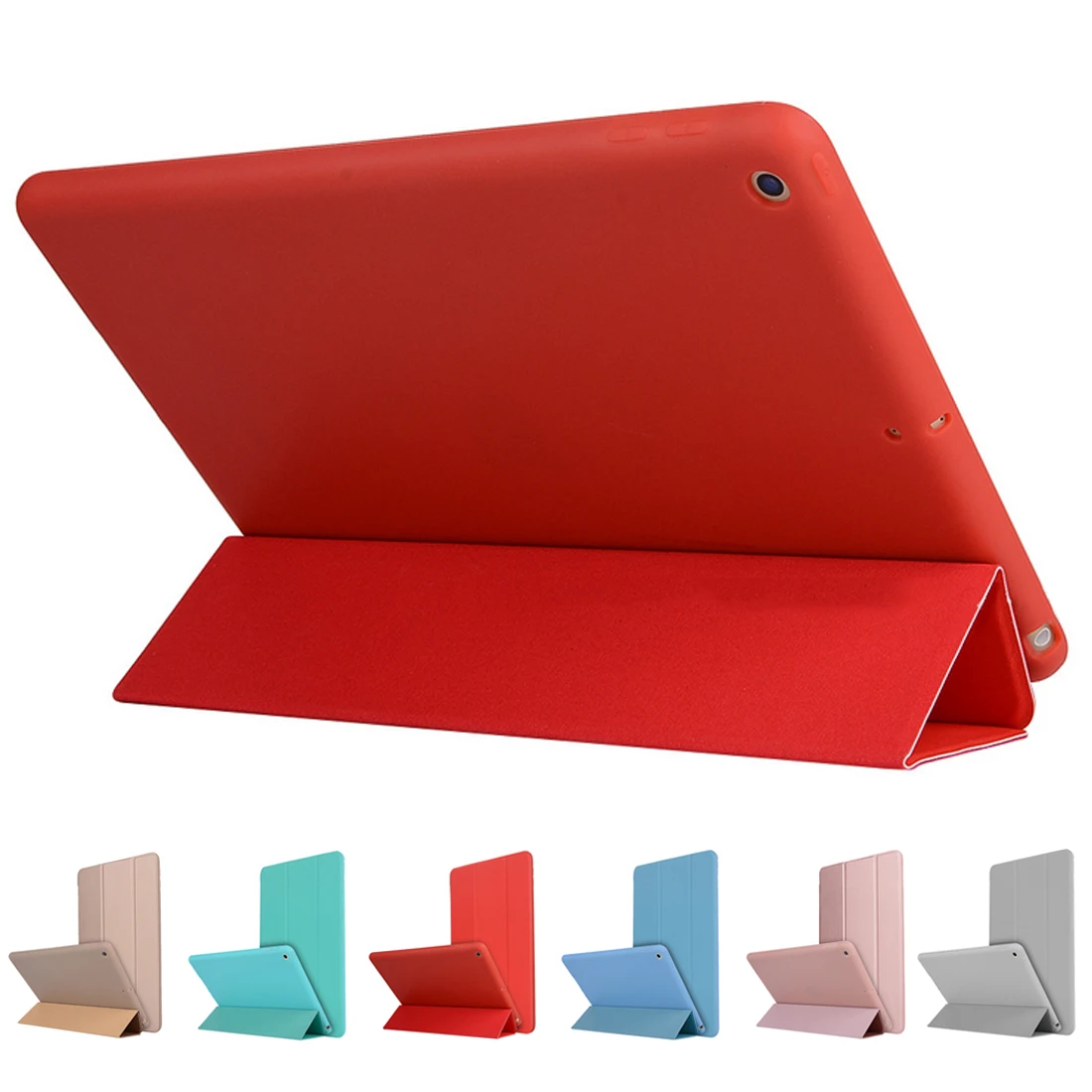 

Centechia Three Fold Ultra Slim Silicone Soft Shell Full-cover Sleep Wake Up Holder Protective Cover Case for iPad air2 9.7inch