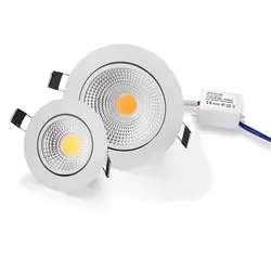 Затемняемый Светодиодный светильник COB Потолочный Точечный светильник 3 Вт 5 Вт 7 Вт 12 Вт 85-265 в потолочный встраиваемый освещение внутреннее