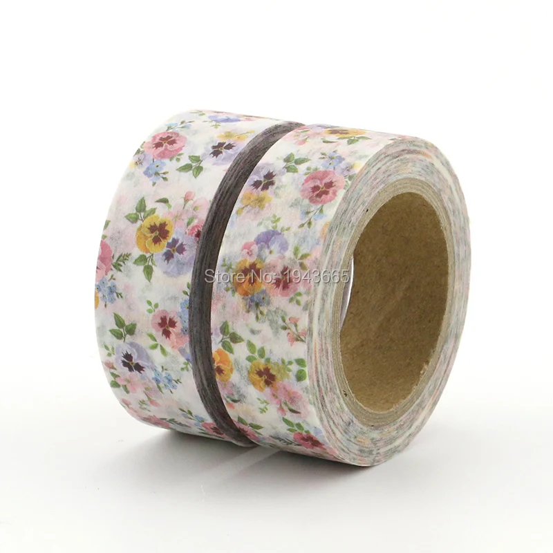 1X DIY японский бумажный натуральный декоративный скотч с цветочным принтом бумажные Маскирующие Ленты клейкие наклейки с лентами Декоративные Канцелярские ленты Цветочные