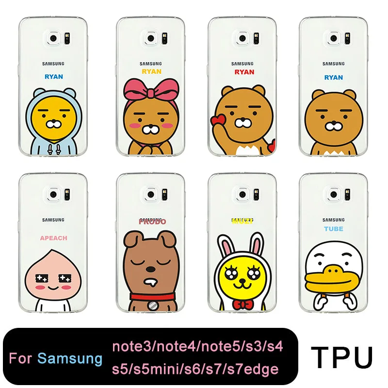 

For samsung S8 s6 s7 edge s4 s5 s3 C5 C9 note3 note4 note5 Friends Korea Cartoon Characters Phone case Lovely bear duck TPU
