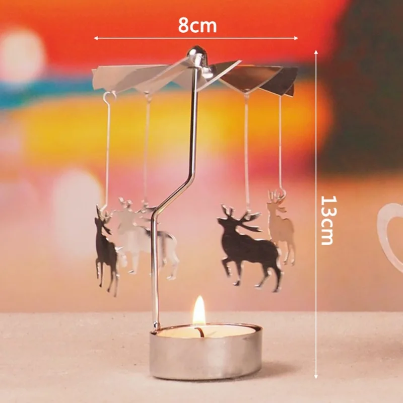 

Carousel Home Decor Gift Rotary Spinning Tealight Candle Metal Tea light Holder Valentine's Day Gift