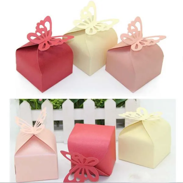 

6 Colors Chooses-50 Pcs Butterfly Candy Box Paper Favors Gifts Boxes for Wedding Party Decoration Christmas Decor Supplies