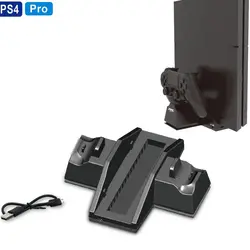 PS4/PS4 PRO Vertical Стенд Вентилятор охлаждения Cooler двойной контроллер Зарядное устройство зарядная станция станции для Playstation 4 PS4 PRO консоли