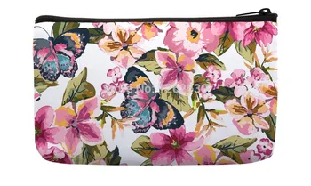 

Beautiful Butterfly with tropical floral Pattern Print Small Cosmetic Bag Wristlet hand bag