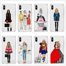 De trabajo de moda chica caja del teléfono para iPhone 7 6 6s Plus 5S SE X XS X MAX XR transparente de silicona suave hermosa joven sexy mujer de caso de teléfono Coque Capa Funda para iPhone 11 Pro Max