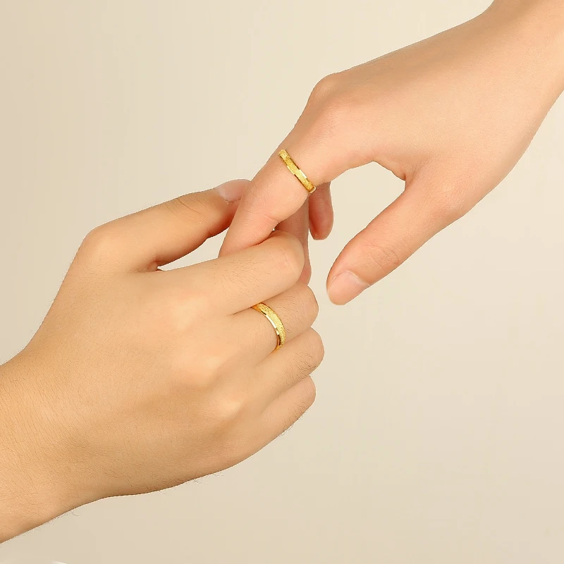 RN 24K кольцо из чистого золота Настоящее AU 999 кольца из цельного золота Красивые Простые матовые высококлассные трендовые классические ювелирные изделия Новинка