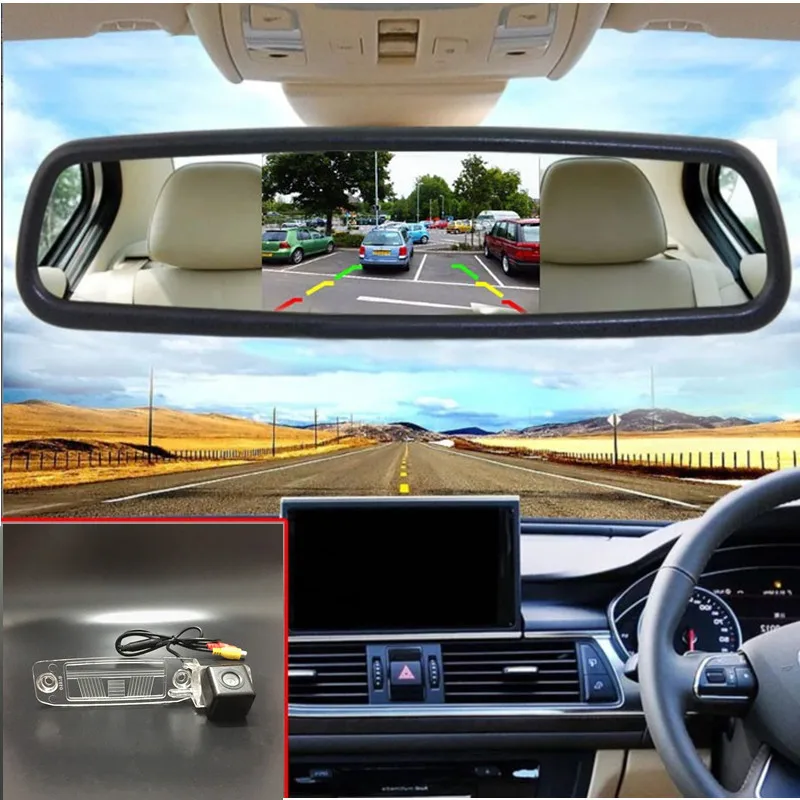 5 inch Car monitor mirror + car rear view parking camera For KIA
