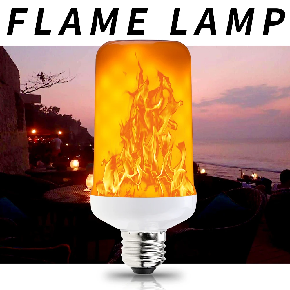 

E26 Dynamic Flame Effect LED Corn Bulb E27 Simulation Fire Burning Flicker Replace Gas Lantern E14 Led Candle Decoration Lamp 5W