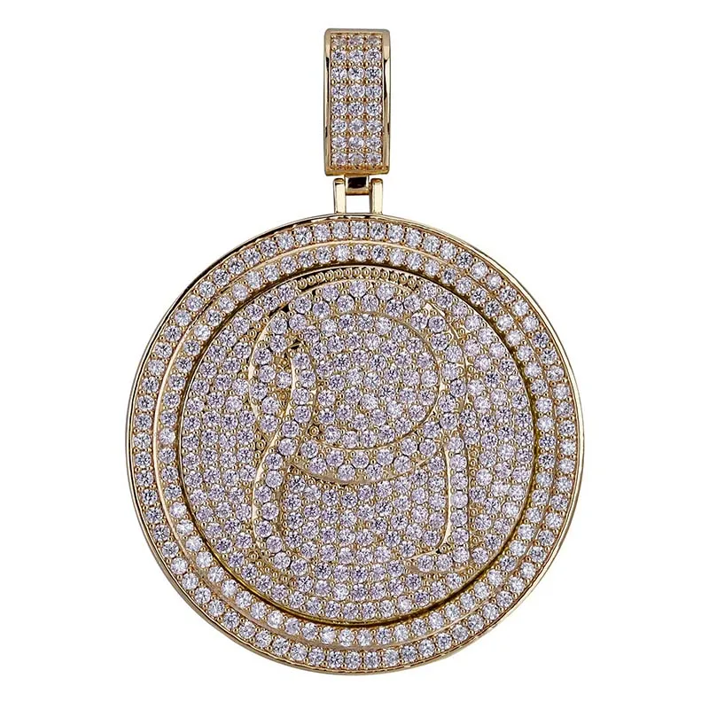 

Iced Out Double disc Pendant Men's Hip Hop Micro Pave AAA Cubic Zircon Necklace Gold Color Chain Jewelry Gfit dropshipping